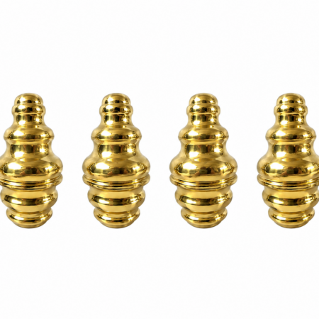 B1 Medium Solid Brass Spun Bed Knobs – 4 Push-On No-Thread, 5 High, 2 Opening