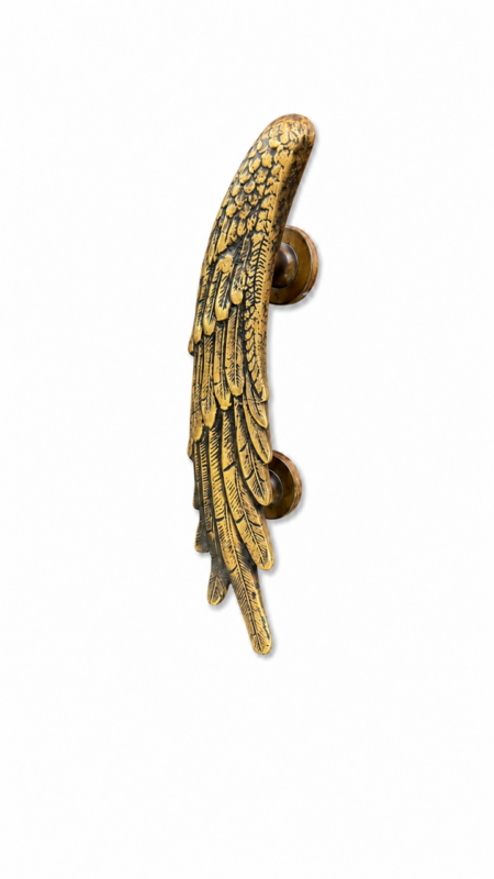 2 Large Angel Wings Brass Door Pull Handles – 14 Hand Made Solid Brass Grabs (2)