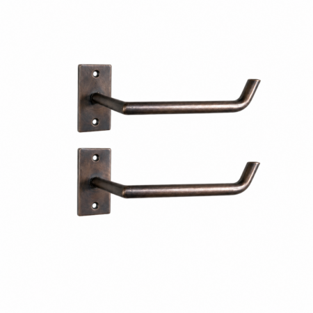 2 x Simple Modern Solid Brass Toilet Paper Holder Hidden Fixing Backplate Rail Rod Hand Made