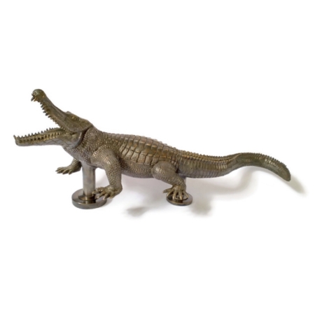 23" Solid HOLLOW Brass Crocodile door handle grab – Heavy Handmade Polished Brass Reptile Sculpture 50cm