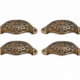 4 Engraved Cast Shell Shape Pulls Handles Brass Watson 3050 POLISHED 10 cm