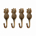 4 Very Small Solid Brass Pineapple Coat Hooks, Pineapple Wall Hook Set of 4, Brass Coat Hook, Vintage Wall Hook, Tropical Hook, Rustic Brass Hanger, Bathroom Kitchen Hook