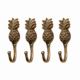 4 Very Small Solid Brass Pineapple Coat Hooks, Pineapple Wall Hook Set of 4, Brass Coat Hook, Vintage Wall Hook, Tropical Hook, Rustic Brass Hanger, Bathroom Kitchen Hook