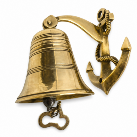 Anchor ships Front Door Bell pull chain solid aged brass old vintage style 21.5 cm hang screws outdoor vintage old style antique age hand made