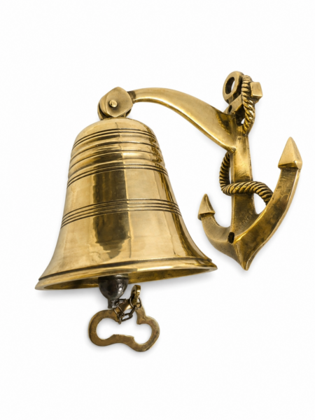 Anchor ships Front Door Bell pull chain solid aged brass old vintage style 21.5 cm hang screws outdoor vintage old style antique age hand made