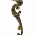 RIGHT FACE Massive Seahorse Door Handle 18.5 Inch 47cm Solid Brass Pull, Vintage Coastal Nautical Door Grab, Heavy Antique Brass Hardware