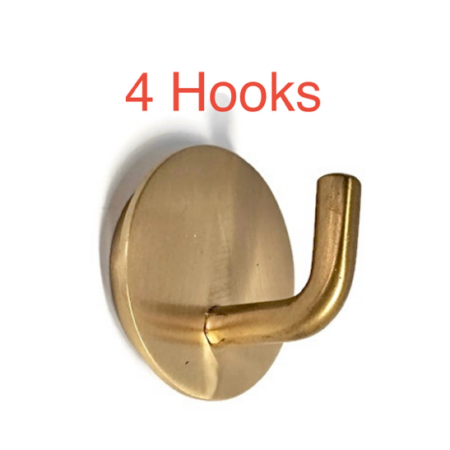 4 x Small Modern Coat Wall Hat Hook Hidden Fix Solid Brass Hook 2" inch 5 cm
