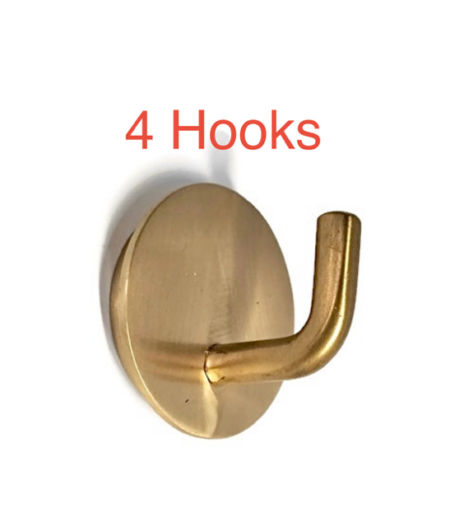 4 x Small Modern Coat Wall Hat Hook Hidden Fix Solid Brass Hook 2" inch 5 cm