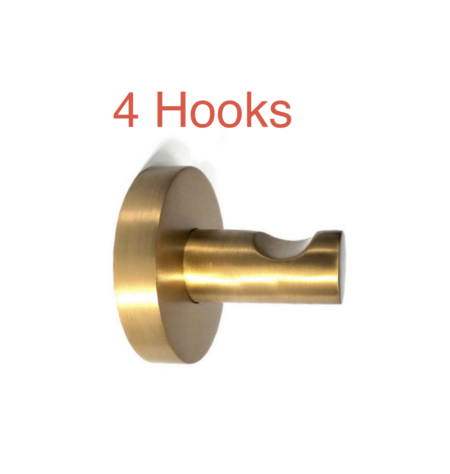4 x Small Modern Coat Wall Hat Hook Hidden Fix Solid Brass Hook 2" inch 5 cm simple