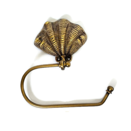 Toilet Roll Holder Solid Brass Shell Shape Toilet Paper Holder 6" x 7" Scallop Shell Design