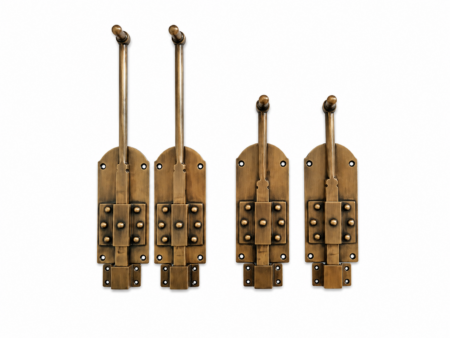 4 Solid Brass French Flush Slide Bolts Set – 2 Large 11 & 2 Small 6 Antique Style Door & Furniture Bolts