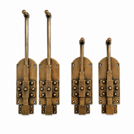4 Solid Brass French Flush Slide Bolts Set – 2 Large 11 & 2 Small 6 Antique Style Door & Furniture Bolts
