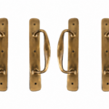 2 Pair 4 handles of Narrow Barn Door Handles, Solid Brass, 12 Inch (30 cm), Heavy Plain Pull Handles, Vintage Rustic Style