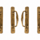 2 Pair 4 handles of Narrow Barn Door Handles, Solid Brass, 12 Inch (30 cm), Heavy Plain Pull Handles, Vintage Rustic Style