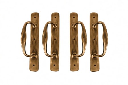 2 Pair 4 of Narrow 1.1/2" Barn Door Handles, Solid Brass, 12 Inch (30 cm), Heavy Plain Pull Handles, Vintage Rustic Style PUB BARN BAR