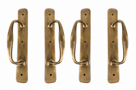 2 Pair 4 of Narrow Barn Door Handles, Solid Brass, 12 Inch (30 cm), Heavy Plain Pull Handles, Vintage Rustic Style PUB BARN BAR