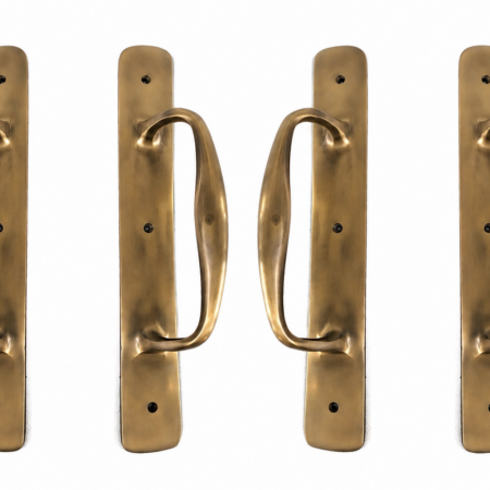 2 Pair 4 of Narrow Barn Door Handles, Solid Brass, 12 Inch (30 cm), Heavy Plain Pull Handles, Vintage Rustic Style PUB BARN BAR