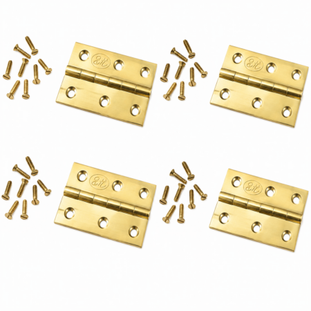 4 small hinges vintage style solid Brass DOOR BOX 3 restoration flush & screws watson 204 2 pairs