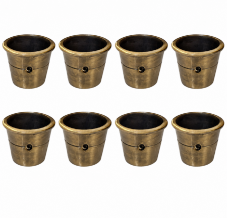 8 x Medium Solid Brass Bucket Cup Castors – 2" / 5cm Round Sabot Leg Covers
