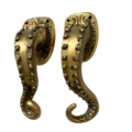 2 LARGE OCTOPUS BRASS DOOR PULL HANDLES 12 – LEFT & RIGHT – SOLID HOLLOW BRASS