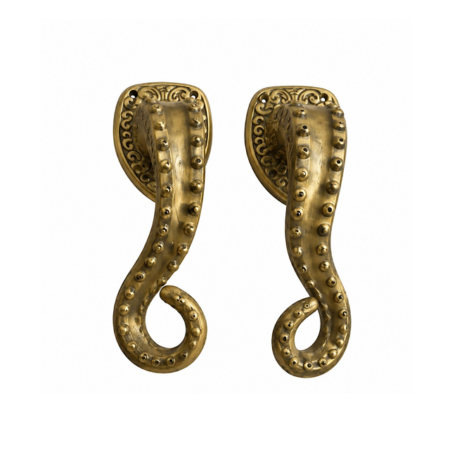 2 medium 20 cm OCTOPUS BRASS DOOR PULL HANDLES 8" – LEFT & RIGHT – SOLID HOLLOW BRASS