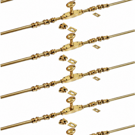 6 Sets Solid Brass French Cremone Turn Bolt – Medium Oval Knob 110" / 2800mm espagnolette