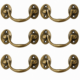 6 SMALL AGED BRASS BALE LIFT-UP BOX & DRAWER PULL HANDLES – 100mm 4 CENTRES
