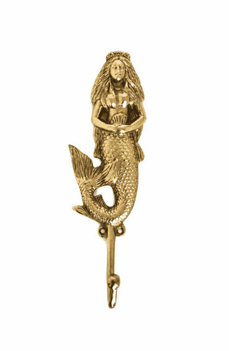Solid Brass Mermaid Coat Hook Wall Door Hook Nautical Vintage Decor 21 cm 8.14 inch 