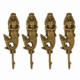 4 x Solid Brass Mermaid Coat Hook Wall Door Hook Nautical Vintage Decor 21 cm 8.1/4" inch 